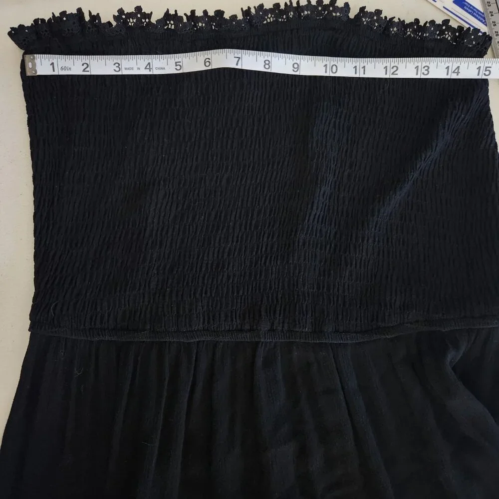 Zesica Maxi Dress Size XL Lace Trim Smocked Boho Beach Black Whimsigoth Fairy